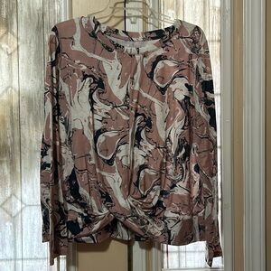 Mauve color Marble print yoga top with bottom knotted front